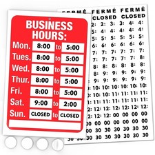Business Hours Sign for Glass Door, 11.7 x 7.7 Inch, 1 Pack