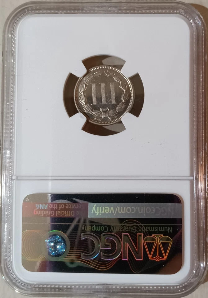 1873 3CN Three Cents, NGC PF-64, a brilliant, high choice 19th Century proof - Image 3 of 4