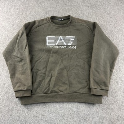 Emporio Armani Sweatshirt Herren Large Grün EA7 Logo Rundhals Fleecepullover