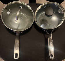 GreenPan Ceramic Nonstick Saucepans Set 2 Glass Lids 8” & 7.5” Induction Ready
