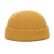 Men Mini Short Fisherman Beanie Hat Winter Warm Knitted Ribbed Docker Skull Cap