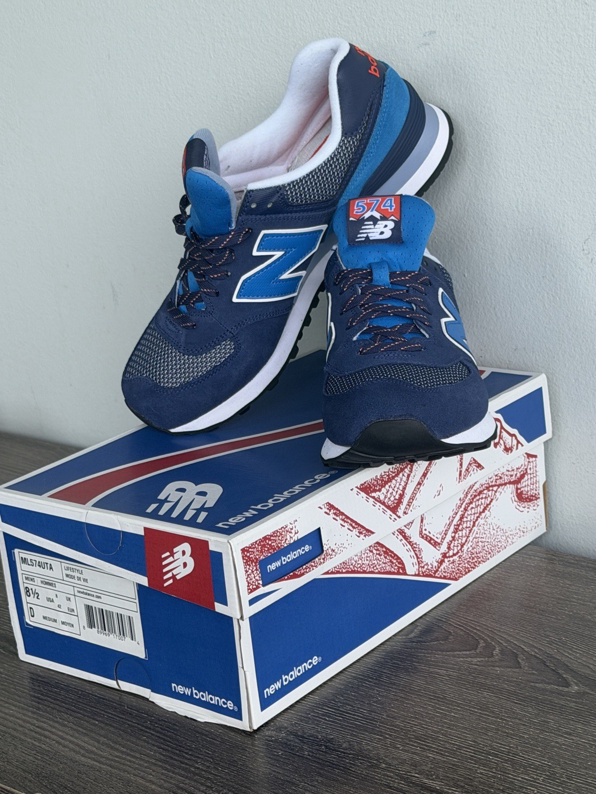 New Balance 574 Day Hike Men’s Size: US 8,5 -D (ML574UTA) Navy RARE New in Box image 4