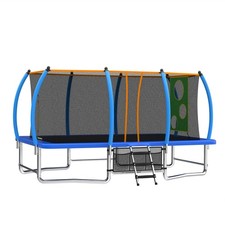 8x14ft Outdoor Rectangular Trampoline with Safety Enclosure Net Ladder