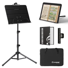 K KASONIC - Dual-Use Folding Sheet Music Stand & Desktop Book Stand with Port...