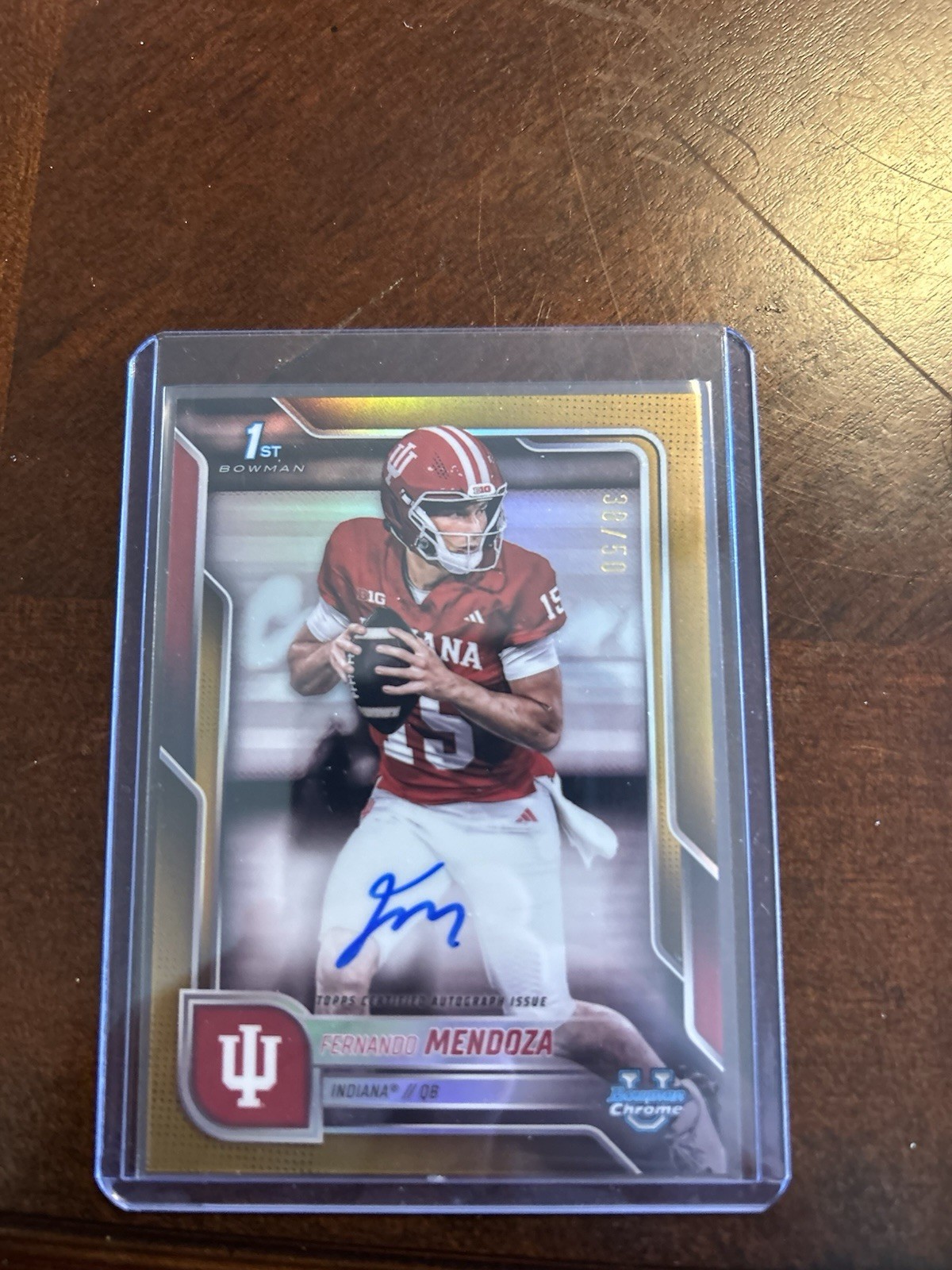 2025 Bowman U Chrome Fernando Mendoza 1st Bowman True Gold Autograph /50 IU