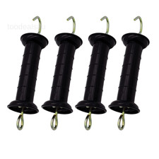 4 Pcs Plastic Electric Fence Gate Handle with Insulators Spring Black