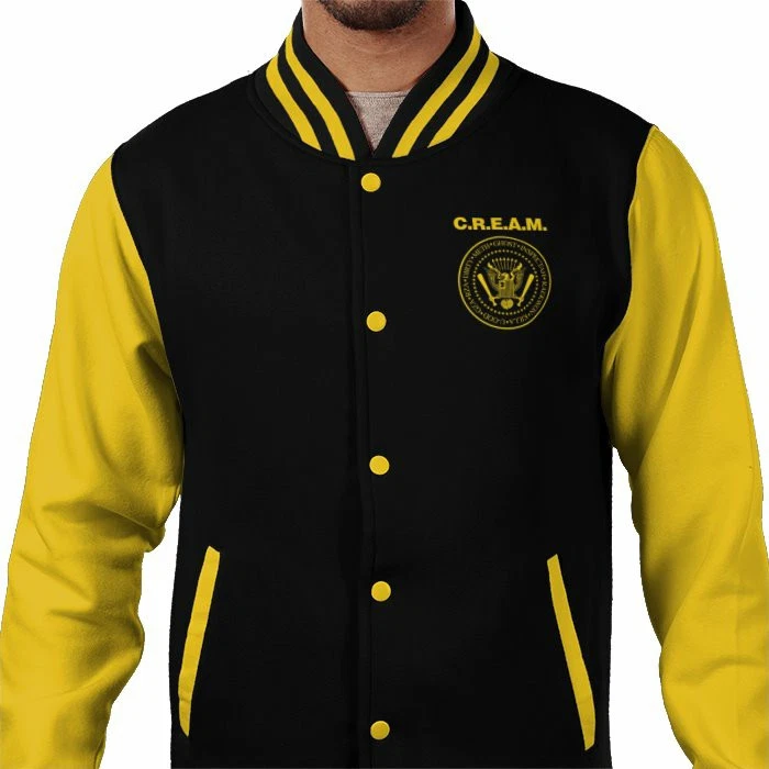 Wu tang clan C.r.e.a.m Varsity jacket black & Yellow bomber jacket XS to XXL