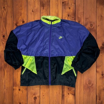 Nike 90s Track Jacket   Größe M (passt M L)   YKK Zip   Lila / Neon   sehr gut