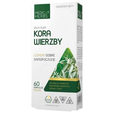 Medica Herbs Weidenrinde 550 mg Weidenrindenextrakt Salicin Willow 60 Kapseln