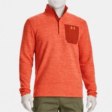 Under Armour Mens Specialist Henley 2.0 Orange Papaya Fleece Lined Pullover SZ M