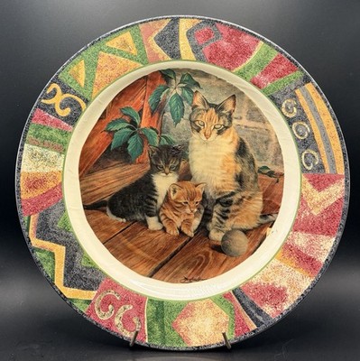 1998 SAKURA by Sue Zipken Handpainted MALAGA W/Cats 11  Stoneware Dinner Plate