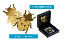 Goldm&uuml;nze Motiv Marienk&auml;fer Gl&uuml;ck 999/1000 Gold Geschenk