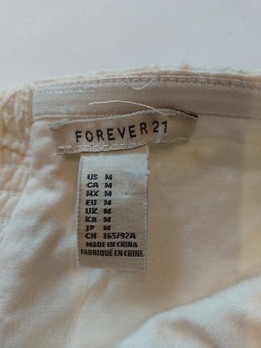 Ladies top Forever21 Size M No Sleeve Short Lace Cream 16189 - Picture 6 of 16