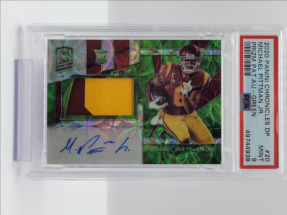 Michael Pittman Jr. Panini Chronicles Draft Picks Prizm Patch Autographs #20 Green