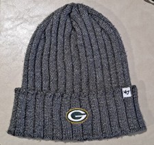 Green Bay Packers Knit Beanie Hat Cap 47 Brand Winter Grey Womens NFL GO PACK GO