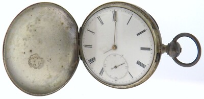 56mm M.J Tobias  Key Wind Pocket Watch Double Hunter Silver Tone (No Running)