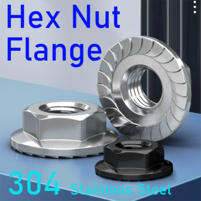 8# 10# 1/2''~5/16'' Flange Hex Nut 304 Stainless Steel Locking Anti-Slip Screw Cap