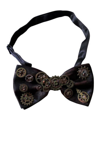 Steampunk Men's Bow tie with gear Gothic Bow Tie Victorian Vintage Punk Tie - Picture 1 of 8