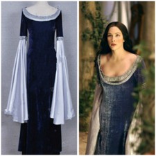 The Lord of the Rings Cosplay Arwen Costume Gown Lady Blue Dress Halloween Party