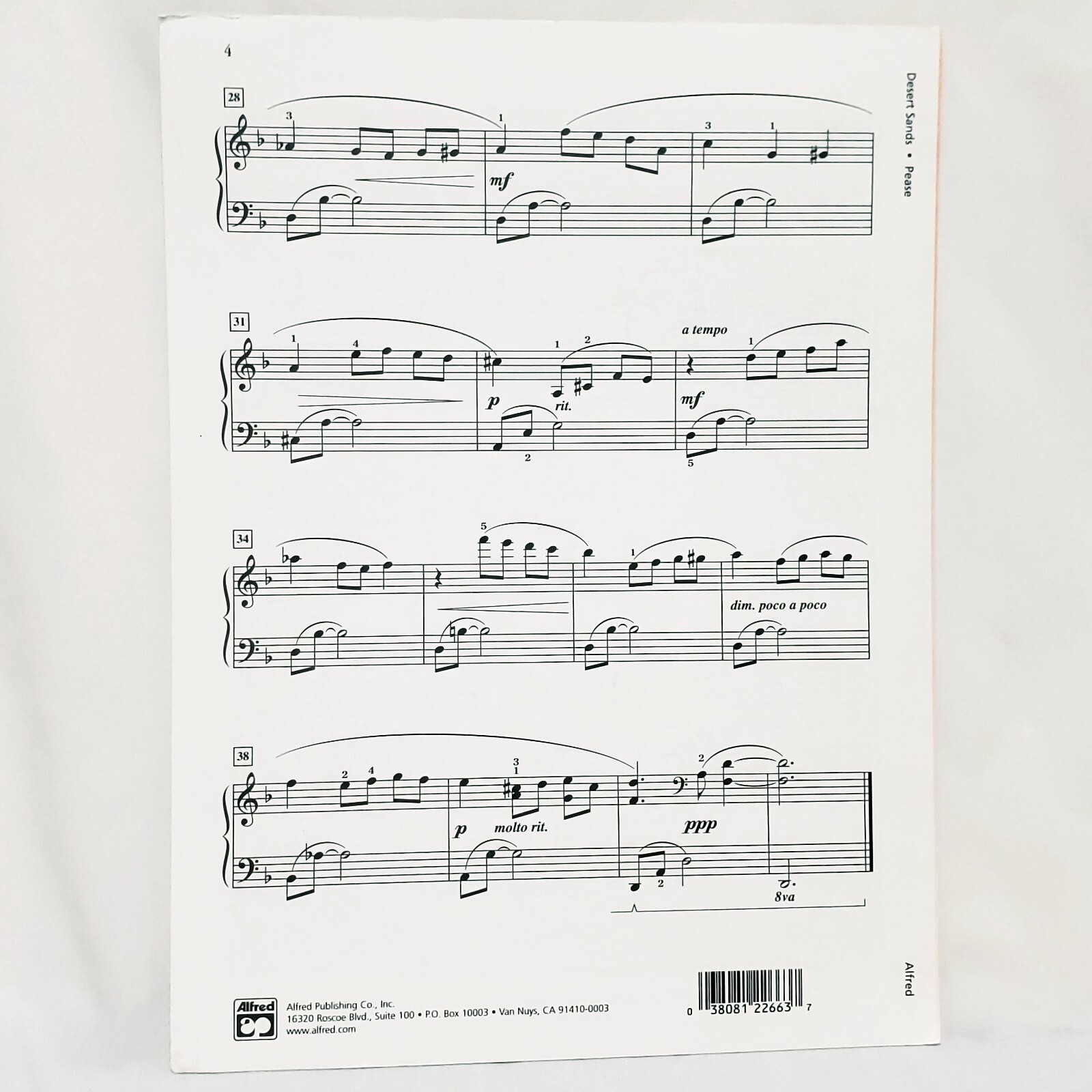 Desert Sands Pianoforte Intermedio Solo Partiture Volantino Alfred 2003 Joyce Pease foto 2