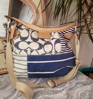 $358 Coach patchwork Daisy convertible striped Shoulder Bag