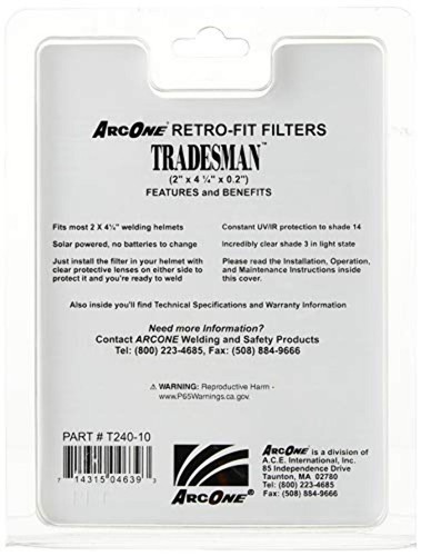 ArcOne Tradesman Horizontal Auto-Darkening Filter for Welding Helmets, 2 x 4.25 - Picture 2 of 3