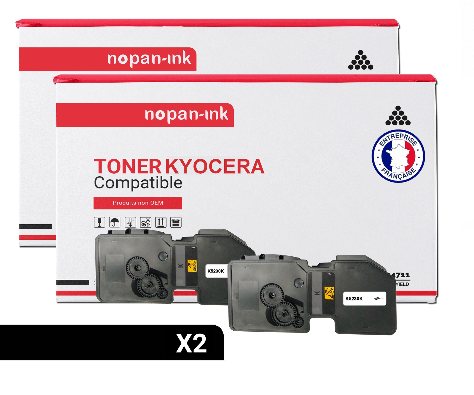 Toner noir TK5230K compatible Kyocera double pack haute capacité pour texte net