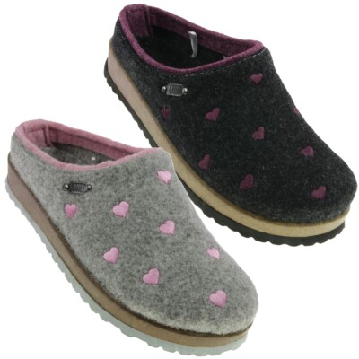 Supersoft 522 563 Damen Hausschuh Clog Hüttenschuh Filz Herzchen Gr.37-42