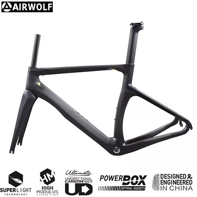 AIRWOLF Aero Carbon Road Bike Fahrradrahmen Disc/V Bremse Rennrad Reisen 3K BSA