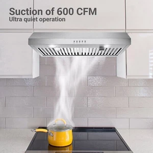 30in Cuisine sous le capot de la gamme Cabinet 600CFM Acier inoxydable 3-Speed Ventilateur avec/DEL