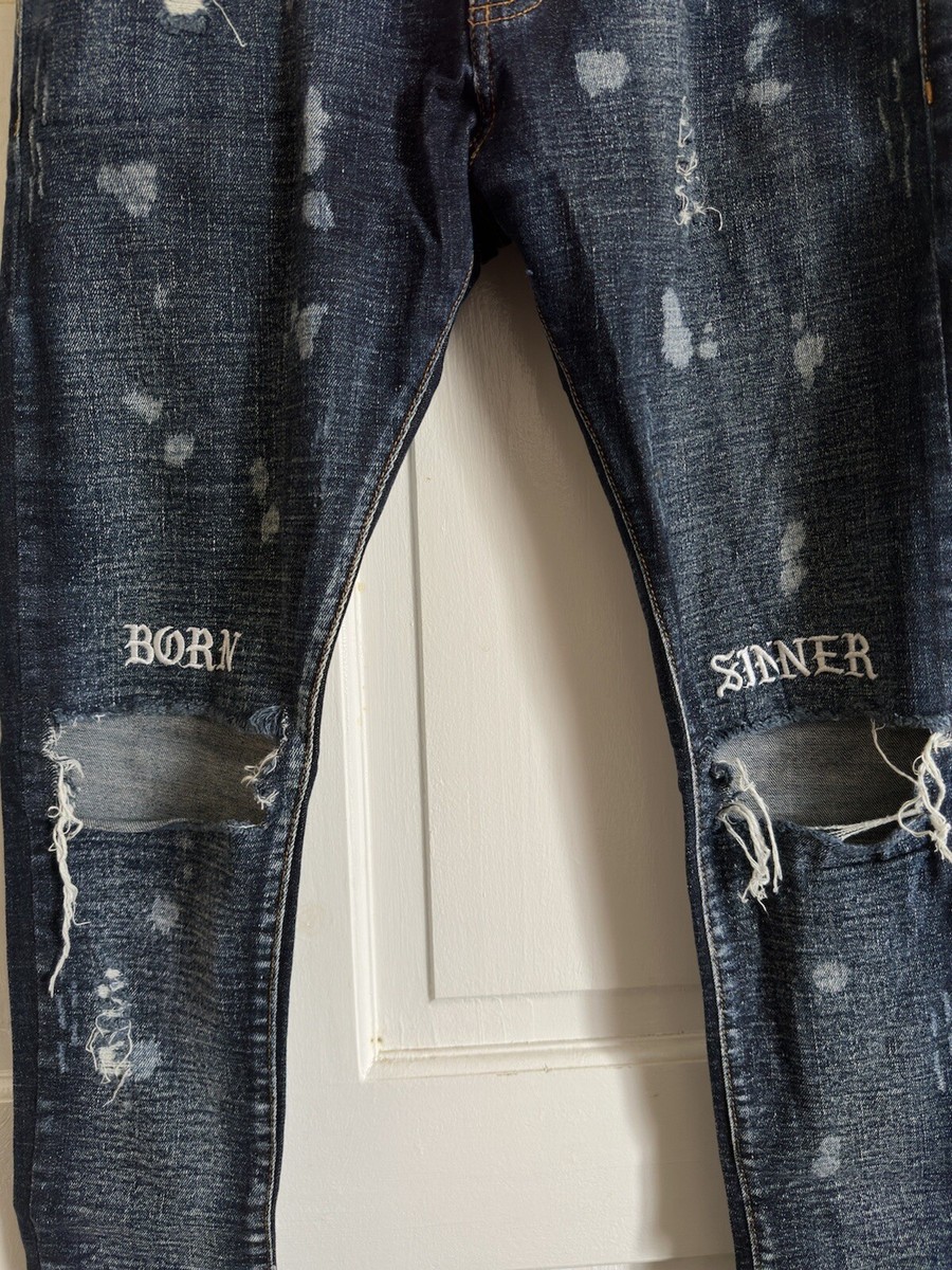 Lakenzie Jeans Born Sinner Distressed Denim - Dark Stone - XSmall