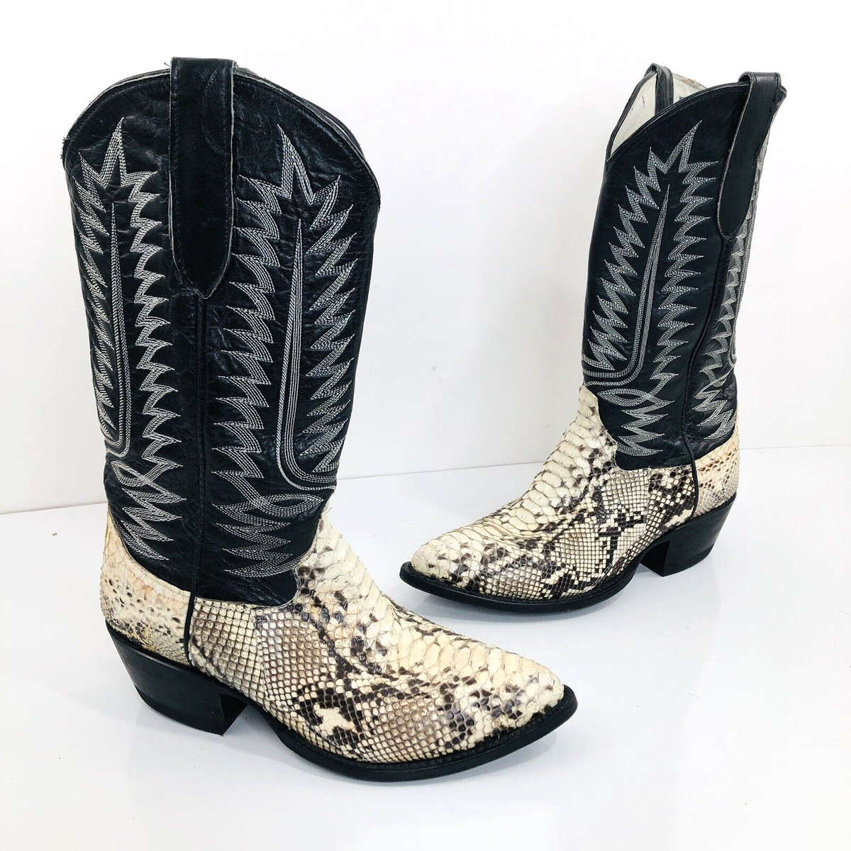 Vintage Leather Western Cowboy Boots Snake Print Men US 8 D USA Vintage Snakeskin Boots 9 - Etsy main image 4
