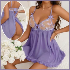 Babydoll Lingerie+Underwear Sexy Women's Nightwear Dress Lace Sleepwear G-string