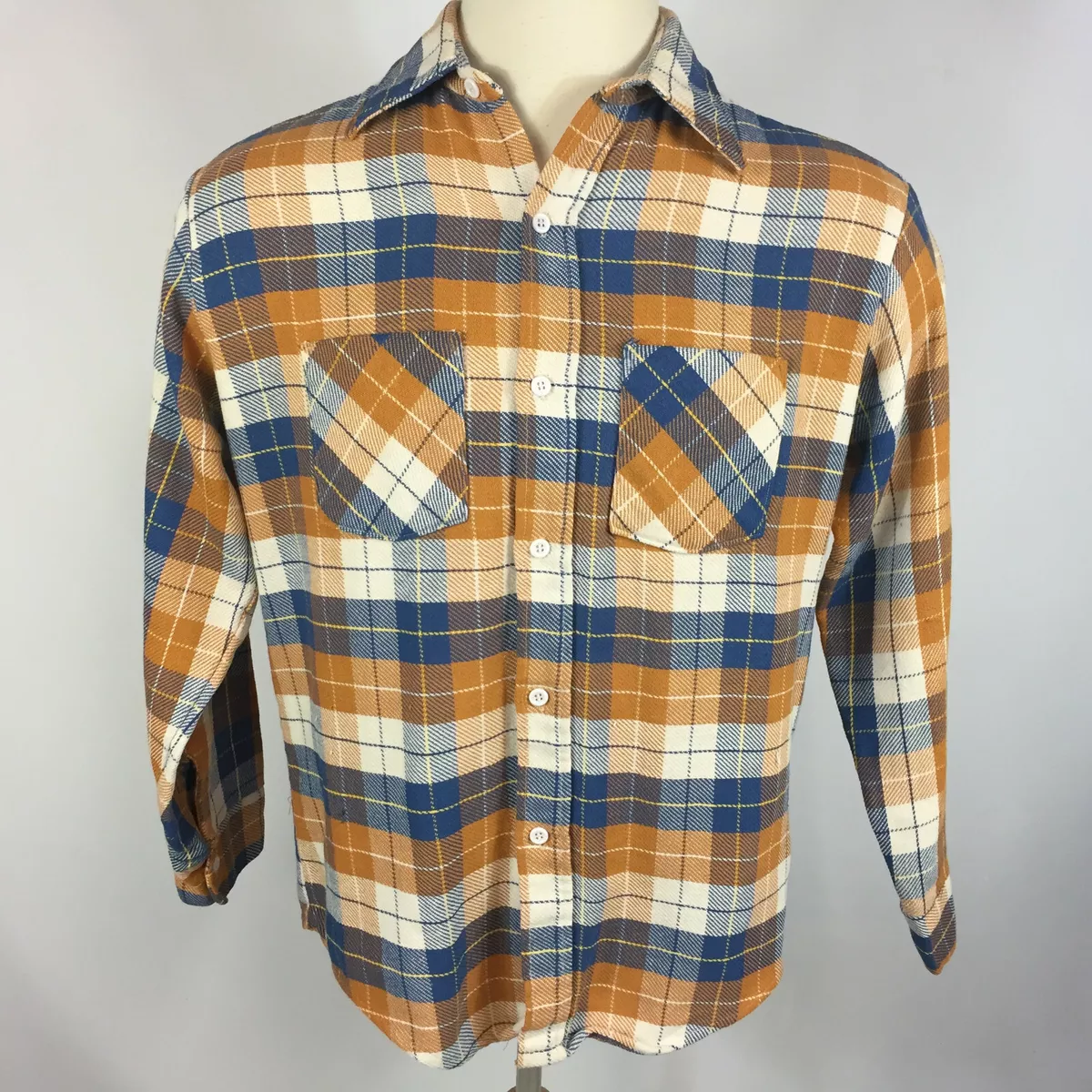 Rare Vintage 60s 70s Big Mac JC Penneys Flannel Plaid Work Shirt Distressed  USA