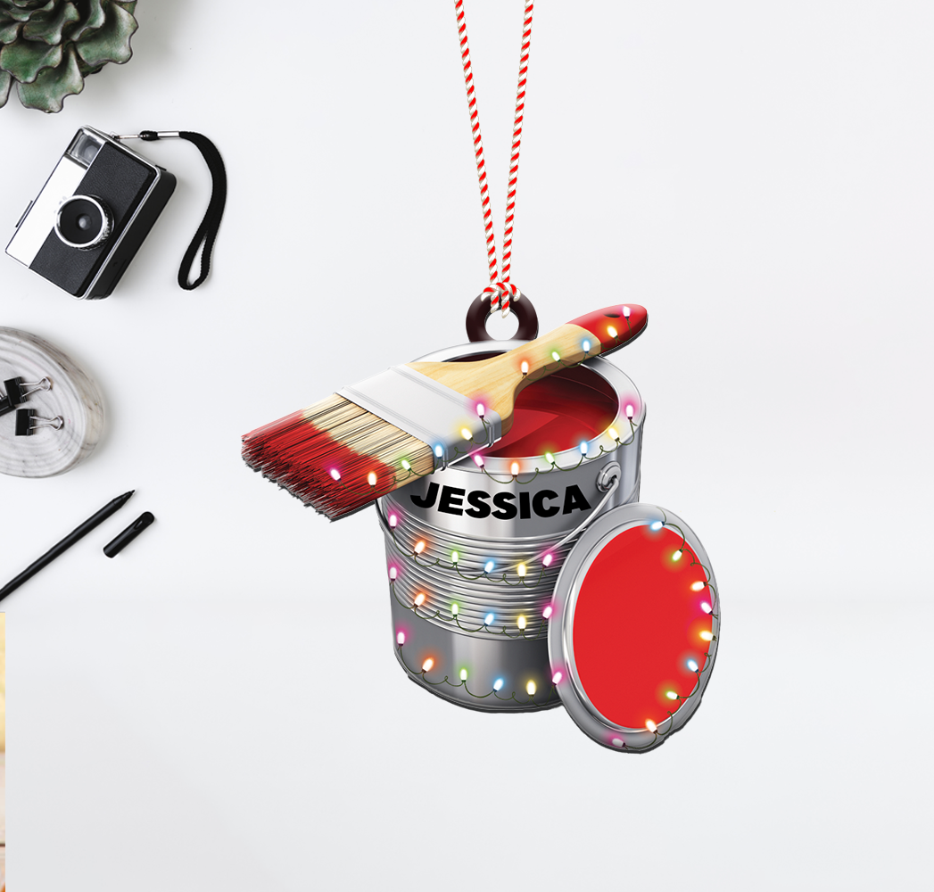 Personalized Paint Bucket Christmas Ornament, Custom Paint Bucket Car