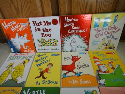 Lot of 12 Large Dr SEUSS Books - Grinch Hop Wocket Fox Zoo Yertle