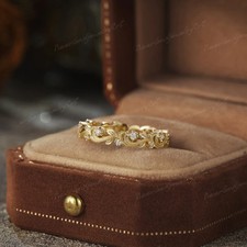 1 Ct Round Cut Simulated Diamond Full Eternity Band Ring 14k Yellow Gold Plated