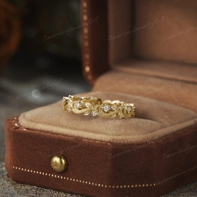 1 Ct Round Cut Simulated Diamond Full Eternity Band Ring 14k Yellow Gold Plated