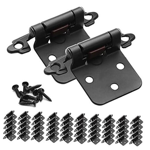 Black Cabinet Hinges 1/2 Inch Overlay Self 50 Pack(25 Pairs) Matte Black