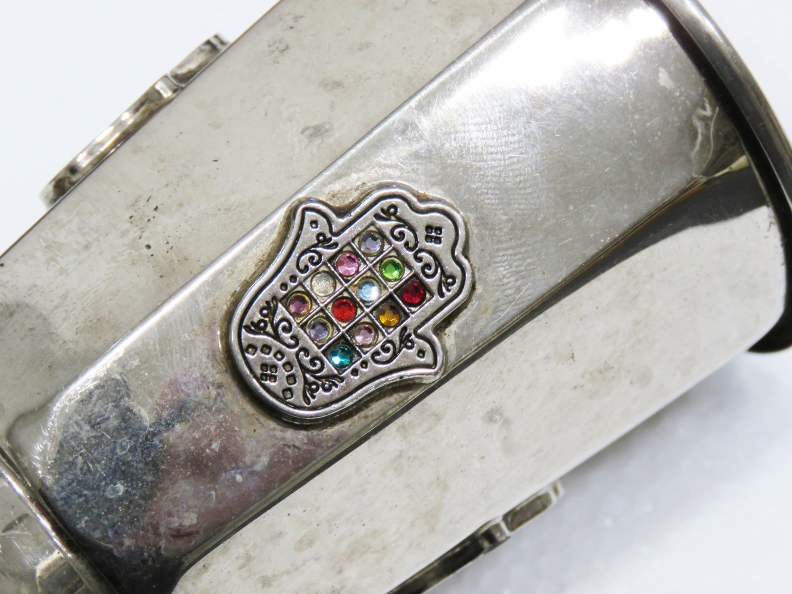 Beautiful Judaica Kabalistic Cup Silver plated with Hebrew Writing, amulet.