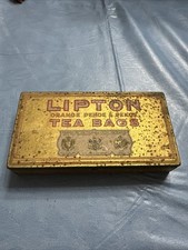 1940'S VINTAGE LIPTON ORANGE PEKOE & PEKOE TEA BAGS EMPTY METAL TIN