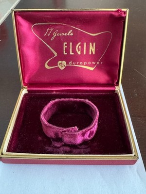 VINTAGE ELGIN DURO POWER 17 JEWEL WRIST WATCH RED BOX ONLY RED VELVET INSIDE