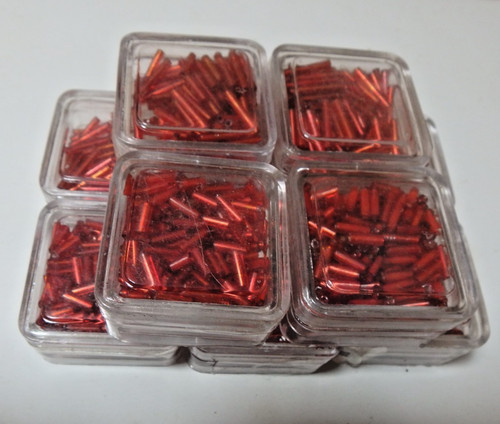 Vintage Glass Wang's Venezuela Seed Beads Lot of 10 6g Boxes Red #25 6mm/3mm
