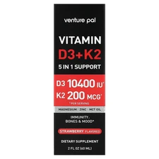 Vitamin D3 + K2, Strawberry, 2 fl oz (60 ml)