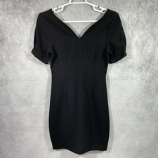 Everly Womens V-Neck Pleated Sleeve Dress Size M Black.