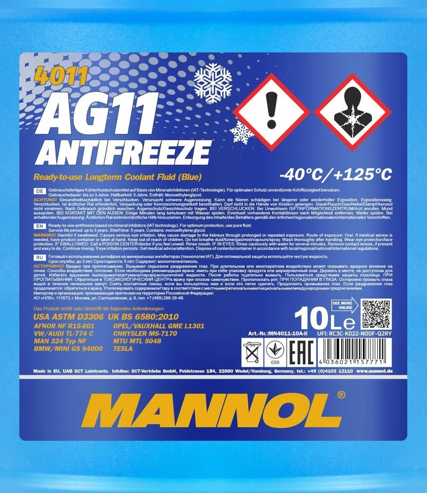 MANNOL Antigel Liquide de refroidissement MN4011-10 10L Jerrycan - Photo 4/4
