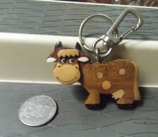 Cow Keychain Wood