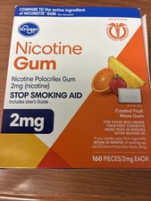 kroger nicotine gum 2mg coated fruit wave gum 160 pieces, exp 10/2027