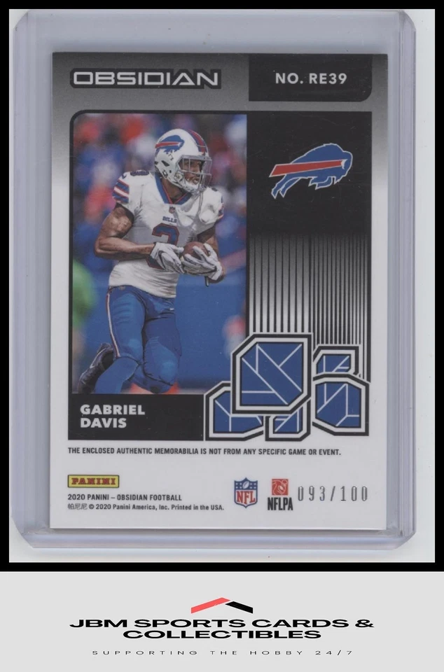2020 Panini Obsidian #RE39 Gabriel Davis Rookie Eruption RC #/100 - Image 2 of 2