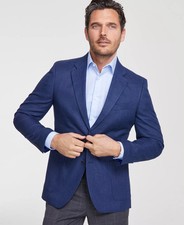 NAUTICA Sport Coat Mens Size 38R Navy Modern Fit Active Stretch Structure Weave